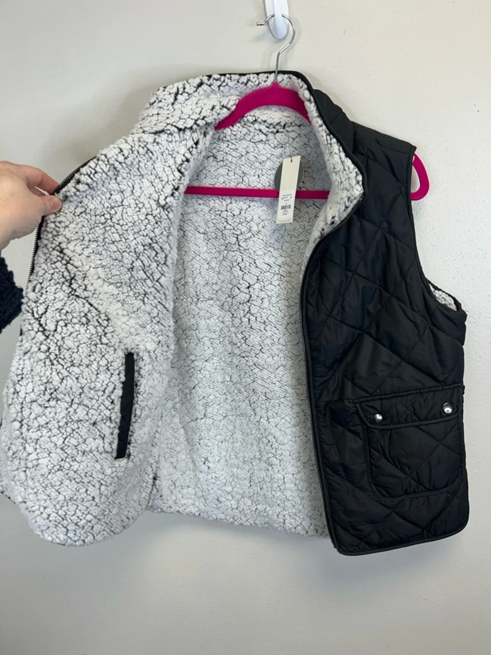 Gorpcore‎ Outdoor Quilted Vest Sherpa Size L Granola Girl Camping Hiking Warm